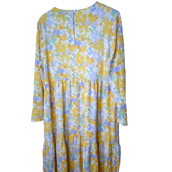 ASOS Design Curve Prairie Cottage Floral Maxi Dress Romantic Yellow Purple 14 - Picture 6 of 8